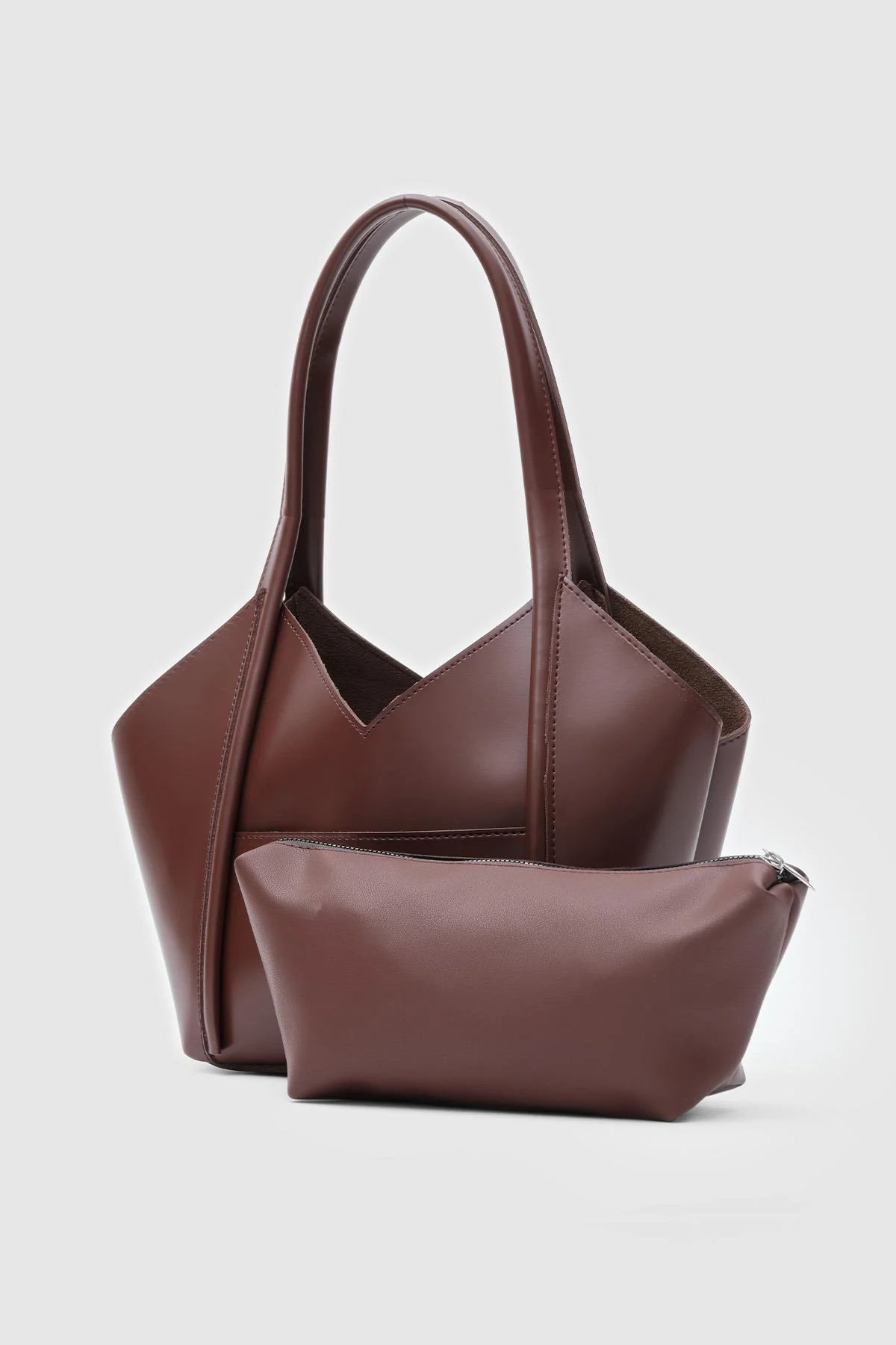 Elegant Brown Faux Leather Handbag