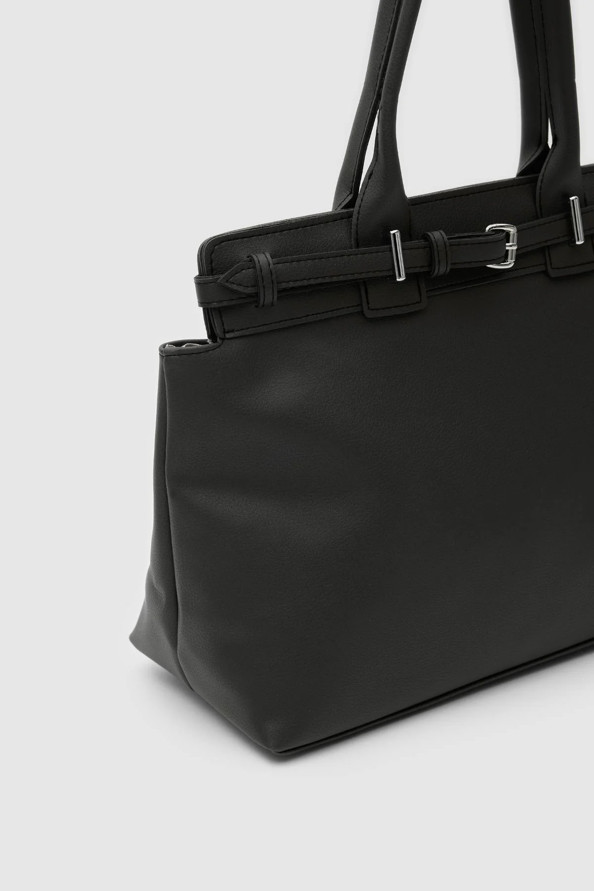 Elegant Black Faux Leather Tote Bag