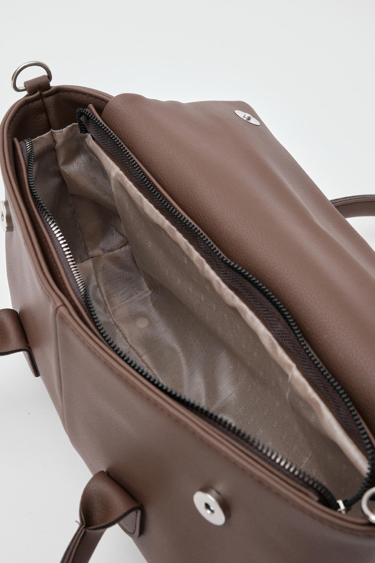 Chic Brown Faux Leather Handbag