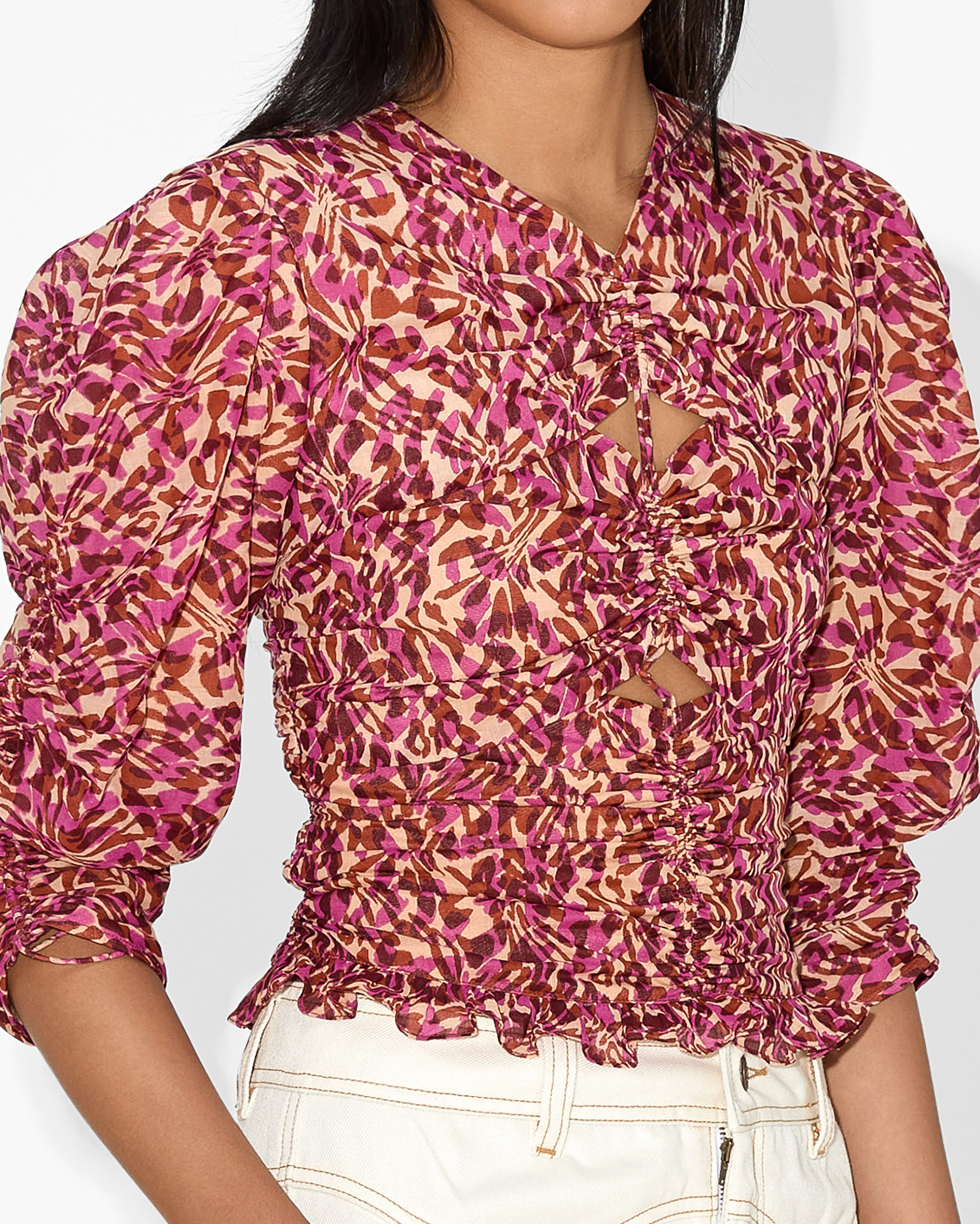 Floral Print Puff Sleeve Blouse