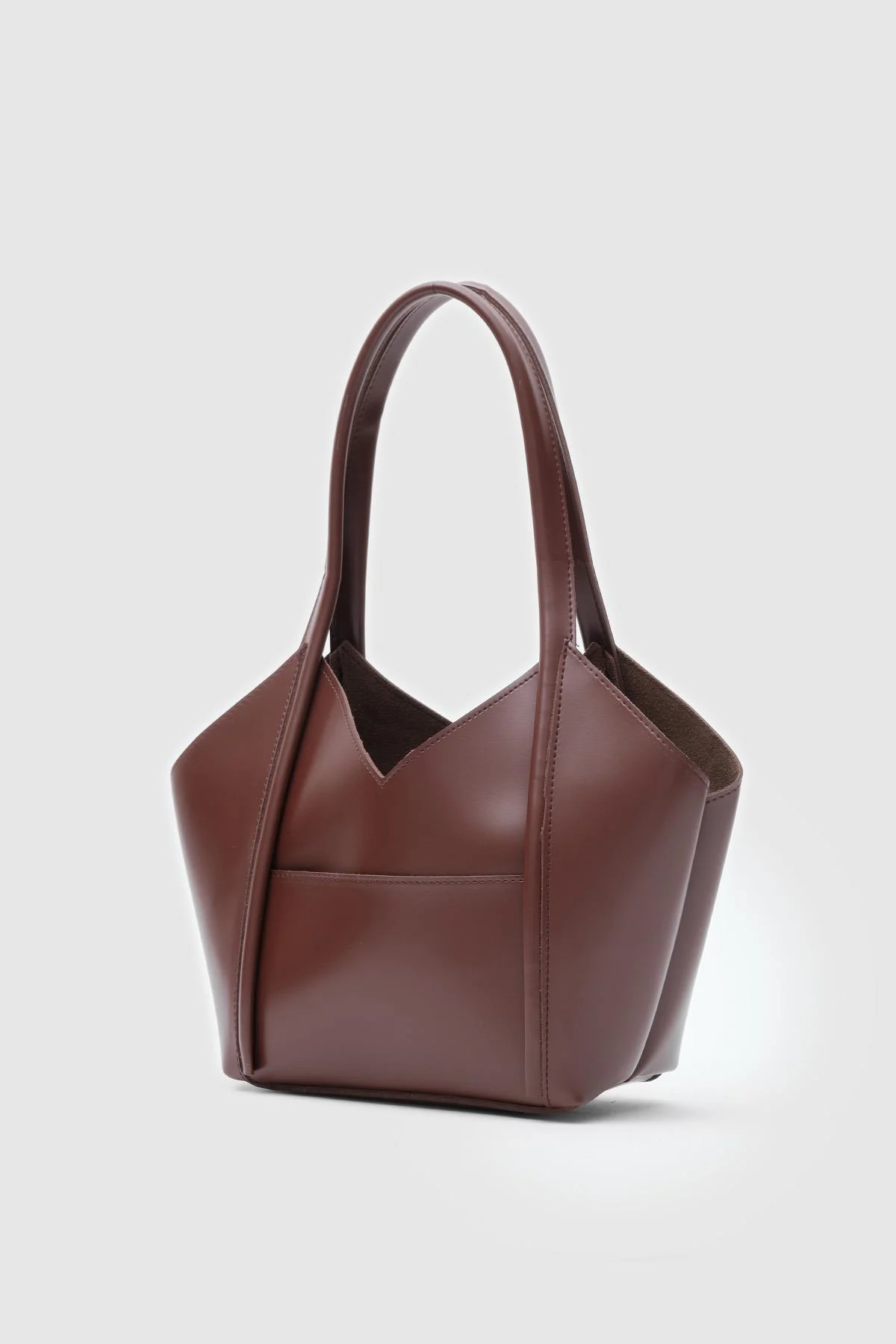 Elegant Brown Faux Leather Handbag